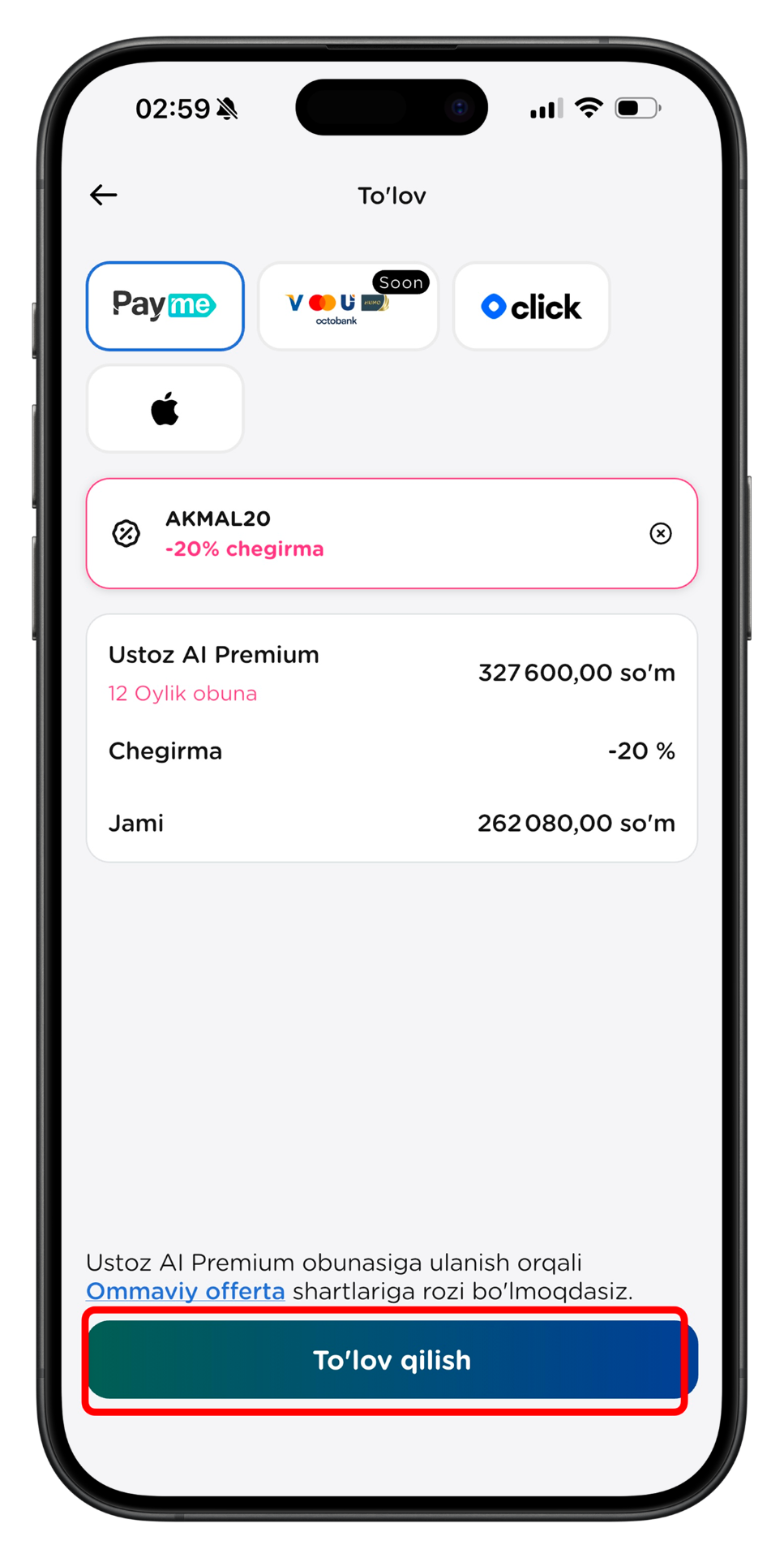 9. To'lovni amalga oshiring